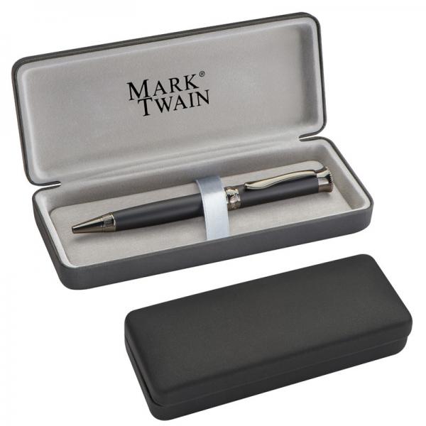 Drehkugelschreiber "Mark Twain" / aus Metall mit verchromten Applikationen