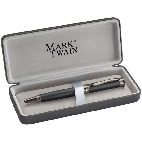 Drehkugelschreiber "Mark Twain" / aus Metall mit verchromten Applikationen