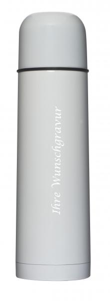 Edelstahl Isolierkanne mit Gravur / Thermosflasche / 0,5l / Farbe: weiß