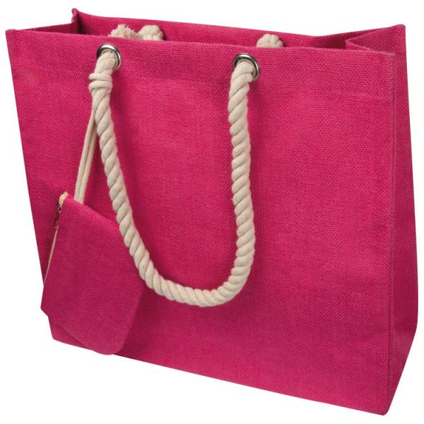Einkaufstasche / Jutetasche mit Kordel / Farbe: pink
