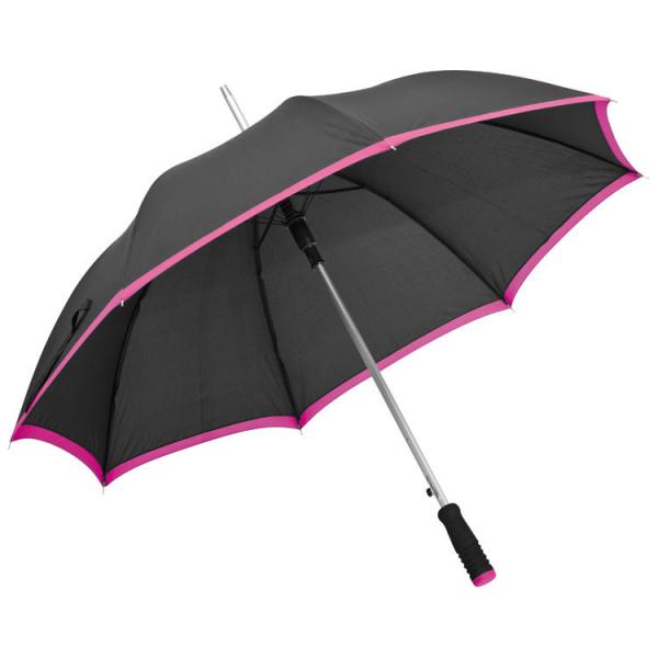 Eleganter Automatik-Regenschirm / mit Softgriff / Farbe: schwarz-pink