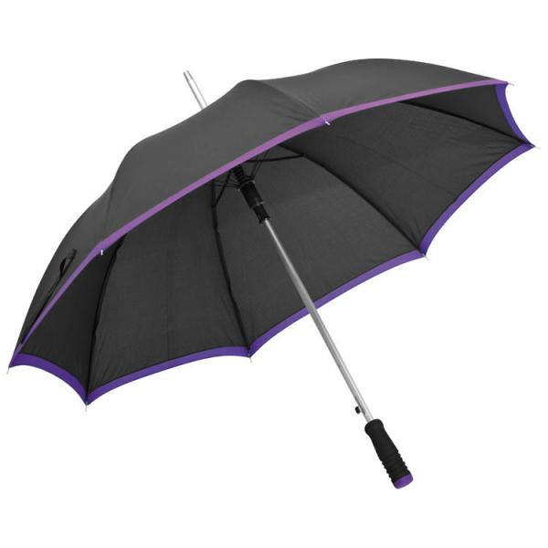 Eleganter Automatik-Regenschirm / mit Softgriff / Farbe: schwarz-violett