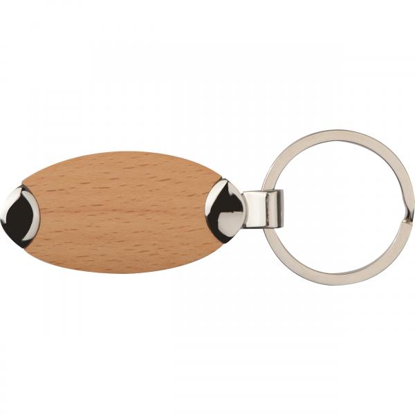 Eleganter Schlüsselanhänger mit Namensgravur - aus Metall mit einem Holzinlay