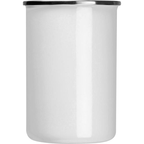 Emaille Tasse mit Gravur / Füllvermögen: 550ml / Farbe: weiß