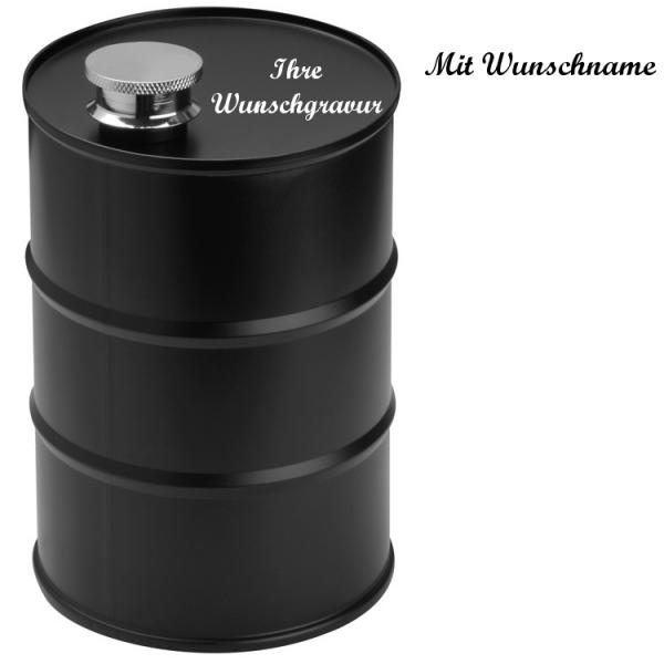 Flachmann "Fass" mit Namensgravur - aus Edelstahl - 600 ml