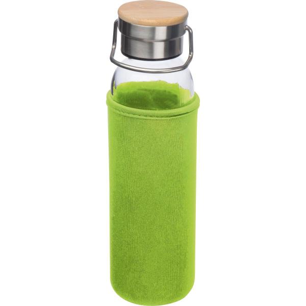 Flasche aus Glas mit Neoprenüberzug / 600ml / Neoprenfarbe: apfelgrün