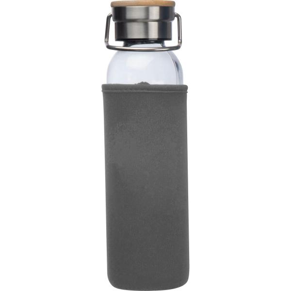 Flasche aus Glas mit Neoprenüberzug / 600ml / Neoprenfarbe: grau