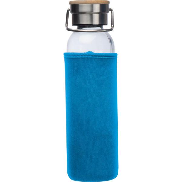 Flasche aus Glas mit Neoprenüberzug / 600ml / Neoprenfarbe: hellblau