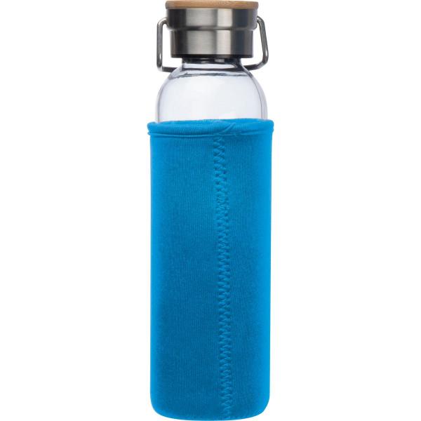 Flasche aus Glas mit Neoprenüberzug / 600ml / Neoprenfarbe: hellblau