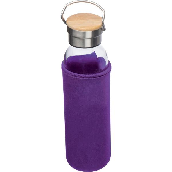 Flasche aus Glas mit Neoprenüberzug / 600ml / Neoprenfarbe: lila