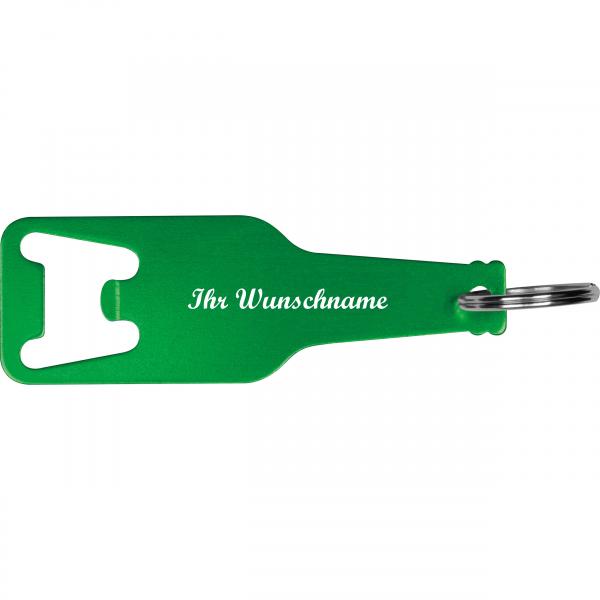 Flaschenöffner mit Namensgravur - aus recyceltem Aluminim - Farbe: grün