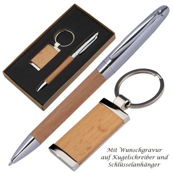 Geschenkset mit Gravur / mit Kugelschreiber + Schlüsselanhänger