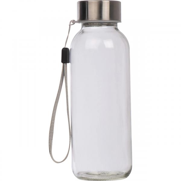 Glas Trinkflasche mit schwarzen Neoprenüberzug / 300ml / Farbe: transparent