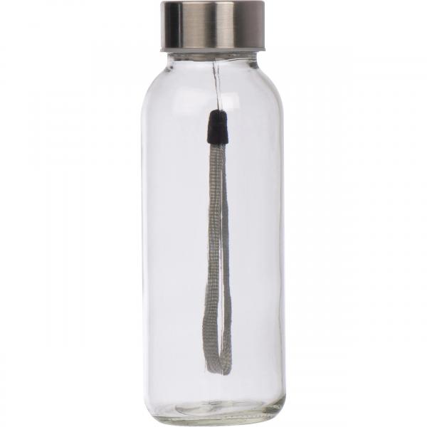 Glas Trinkflasche mit schwarzen Neoprenüberzug / 300ml / Farbe: transparent