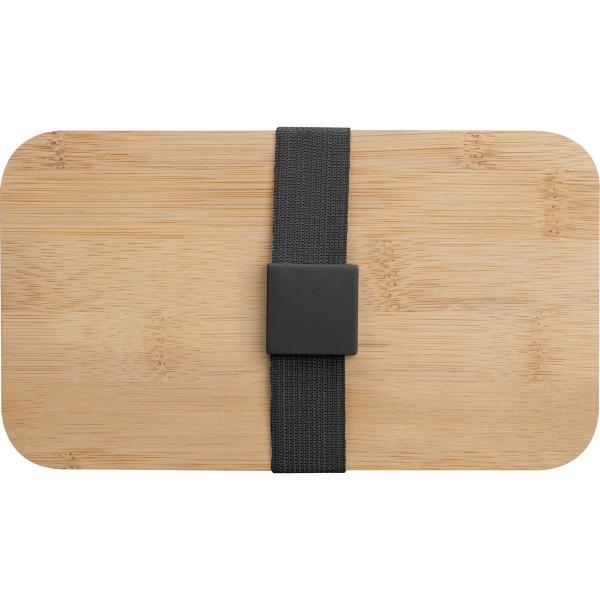 Große Brotdose mit Gravur / Lunchbox / 2-stöckig / mit Besteck / Farbe: schwarz