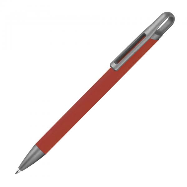 Gummierter Soft Touch Gel Kugelschreiber aus Metall / Farbe: bordeaux