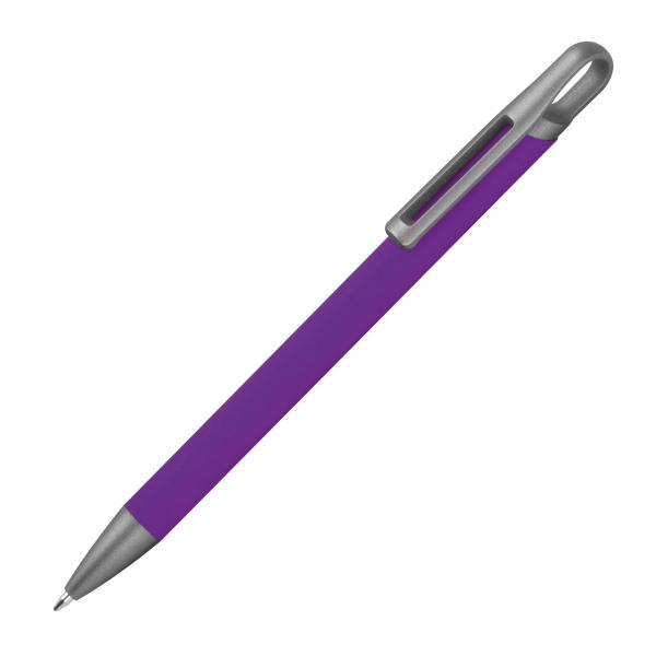 Gummierter Soft Touch Gel Kugelschreiber aus Metall / Farbe: lila