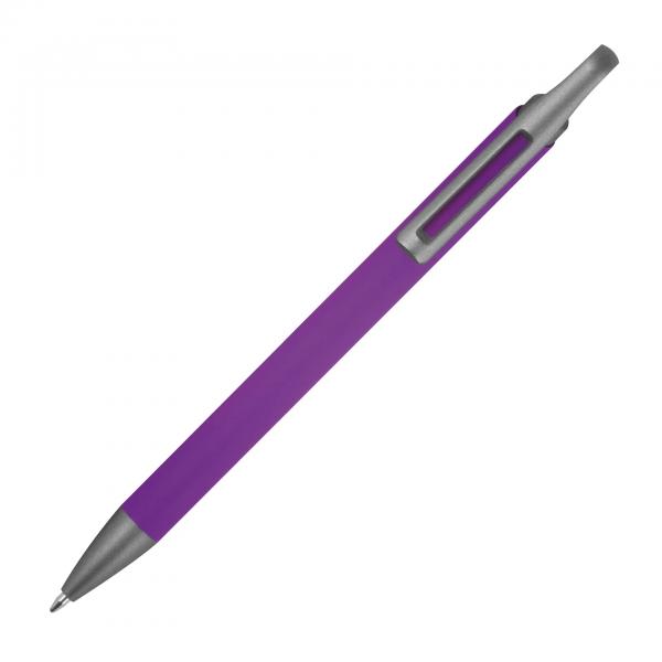 Gummierter Soft Touch Gel Kugelschreiber aus Metall / Farbe: lila