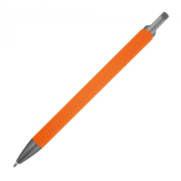 Gummierter Soft Touch Gel Kugelschreiber aus Metall / Farbe: orange
