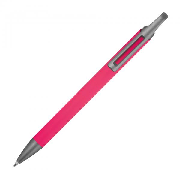 Gummierter Soft Touch Gel Kugelschreiber aus Metall / Farbe: pink