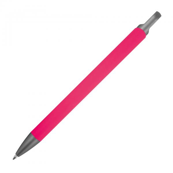 Gummierter Soft Touch Gel Kugelschreiber aus Metall / Farbe: pink