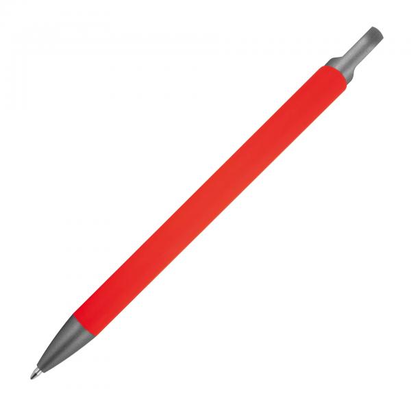 Gummierter Soft Touch Gel Kugelschreiber aus Metall / Farbe: rot