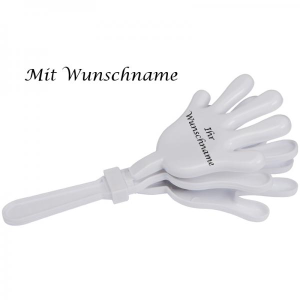 Hand-Clapper mit Gravur / Klatschhand / Klapperhand