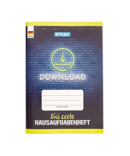 Hausaufgabenheft mit Heftumschlag / A5 / "DOWNLOAD"