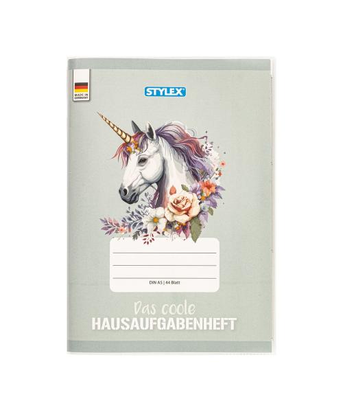 Hausaufgabenheft mit Heftumschlag / A5 / "Einhorn"