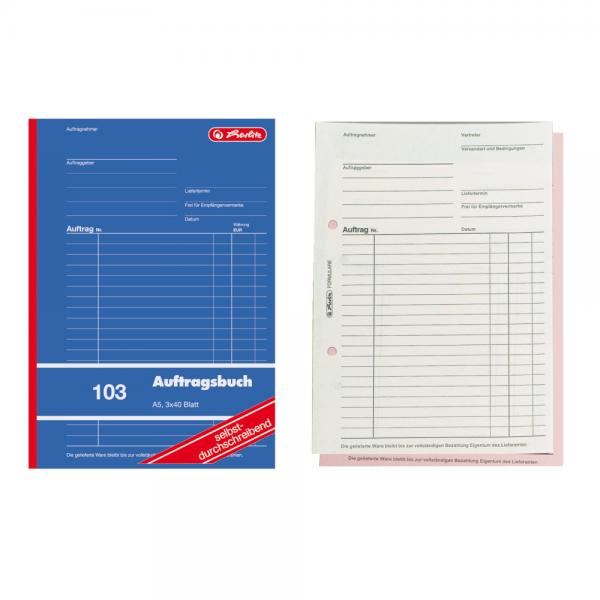 Herlitz Auftragsbuch 103 / A5 / 3x 40 Blatt / selbstdurchschreibend