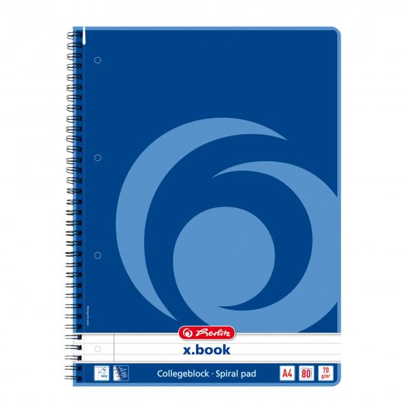 Herlitz Collegeblock / DIN A4 / Spiralblock / liniert / 80 Blatt