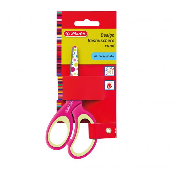 Herlitz Design Bastelschere für Linkshänder / rund / Farbe: pink