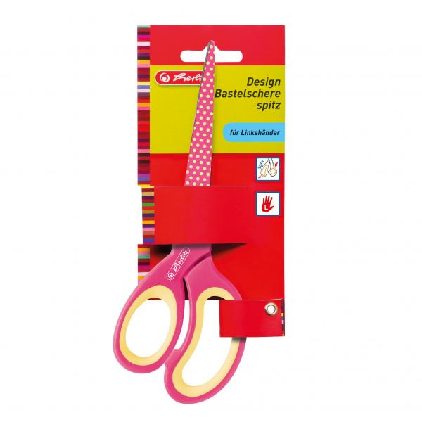 Herlitz Design Bastelschere für Linkshänder / spitz / Farbe: pink
