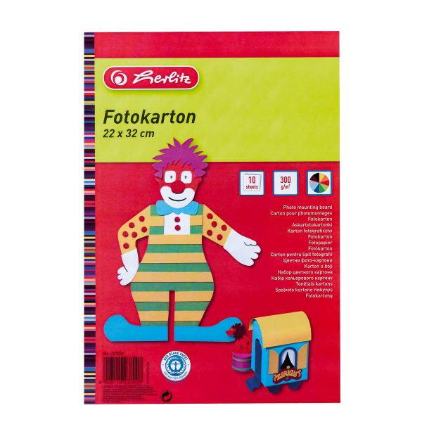 Herlitz Fotokarton / 10 Blatt / 22x33cm / 270g/m² / 10 verschiedene Farben