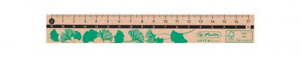 Herlitz Holz Lineal 17cm "GREENline" für Rechts- und Linkshänder / Farbe: grün