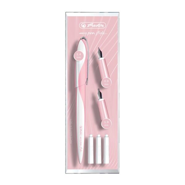 Herlitz Kalligrafie-Set "My.Pen " / Füllhalter mit 3 Griffstücken / Farbe: rosé