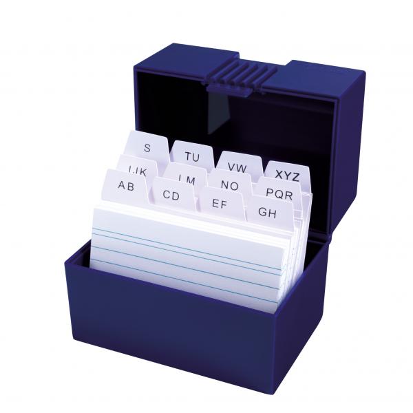Herlitz Karteikasten mit 100 Karteikarten / Lernbox / DIN A8 / Farbe: blau