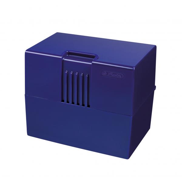 Herlitz Karteikasten mit 100 Karteikarten / Lernbox / DIN A8 / Farbe: blau