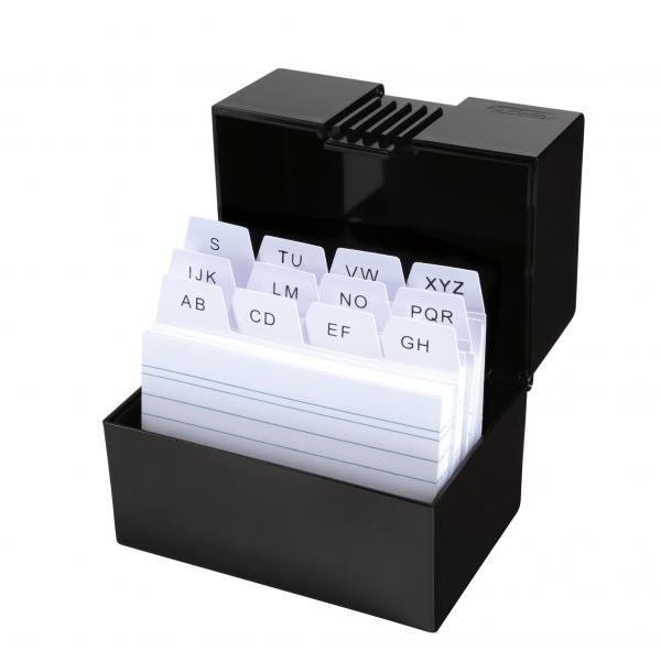 Herlitz Karteikasten mit 100 Karteikarten / Lernbox / DIN A8 / Farbe: schwarz