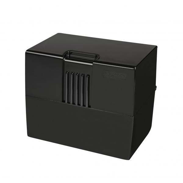 Herlitz Karteikasten mit 100 Karteikarten / Lernbox / DIN A8 / Farbe: schwarz