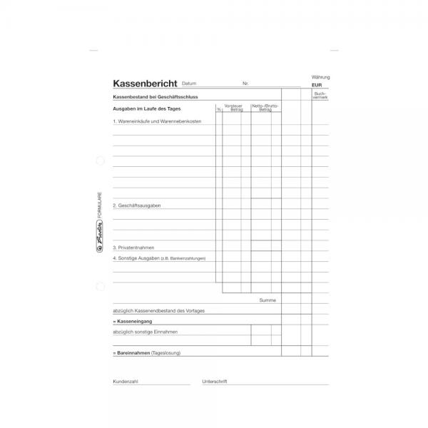 Herlitz Kassenberichtsblock 501 / A5 / 50 Blatt