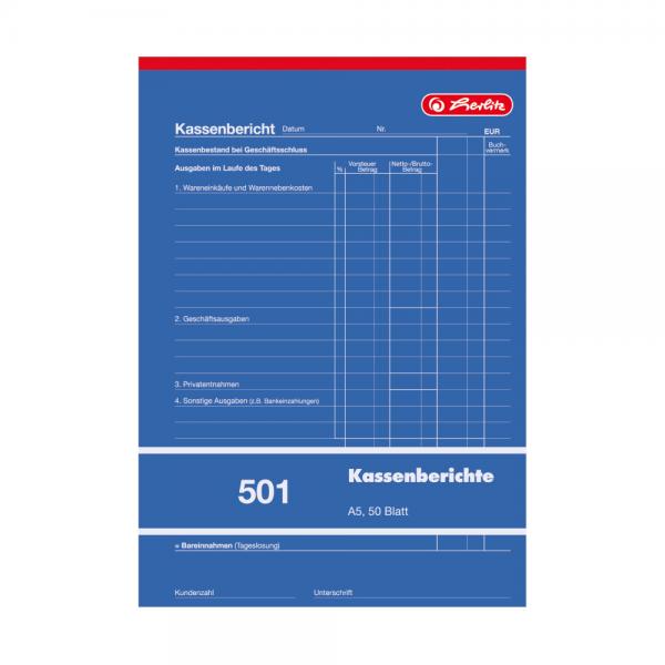 Herlitz Kassenberichtsblock 501 / A5 / 50 Blatt