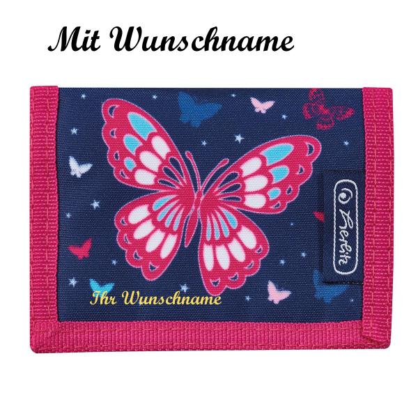 Herlitz Kinder Geldbörse mit Namensgravur - Geldbeutel - "Schmetterlinge"
