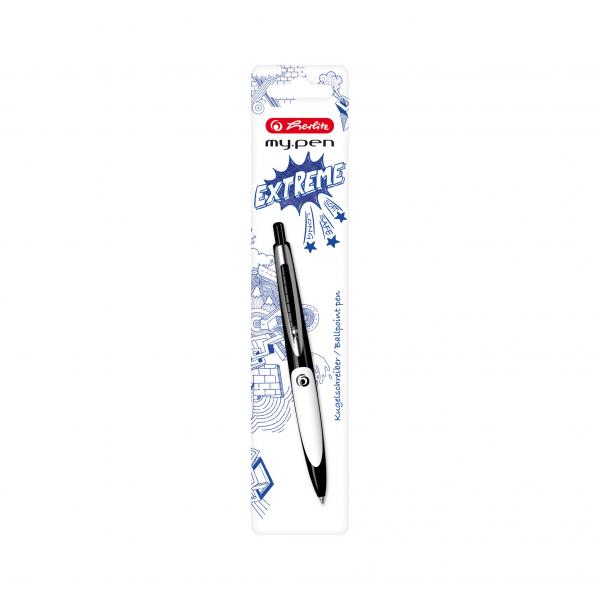 Herlitz Kugelschreiber my.pen mit Namensgravur - Farbe: schwarz-weiß
