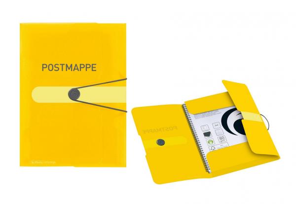 Herlitz Kunststoff Postmappe / aus PP / DIN A4 / mit Gummizug und Verschlußknopf