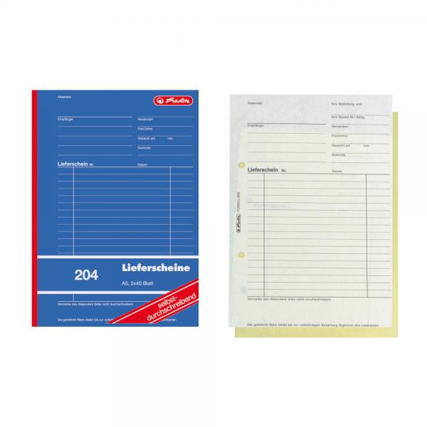 Herlitz Lieferscheinbuch 204 / A5 / 2x 40 Blatt / selbstdurchschreibend