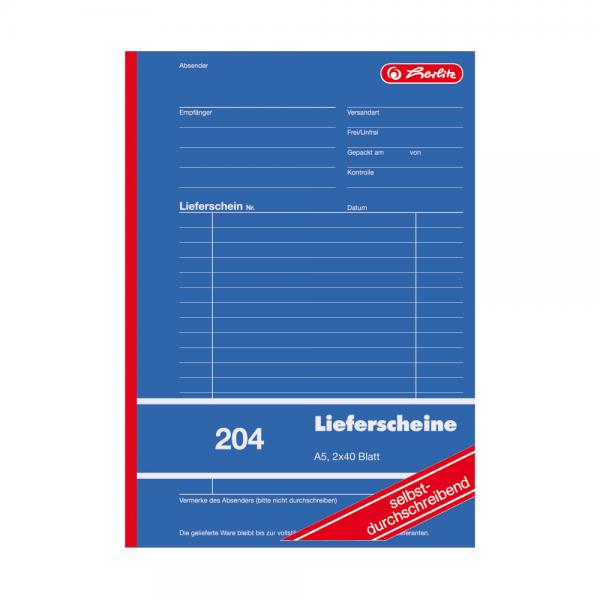 Herlitz Lieferscheinbuch 204 / A5 / 2x 40 Blatt / selbstdurchschreibend