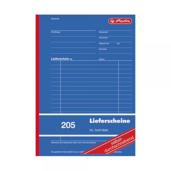 Herlitz Lieferscheinbuch 205 / A5 / 3x 40 Blatt / selbstdurchschreibend