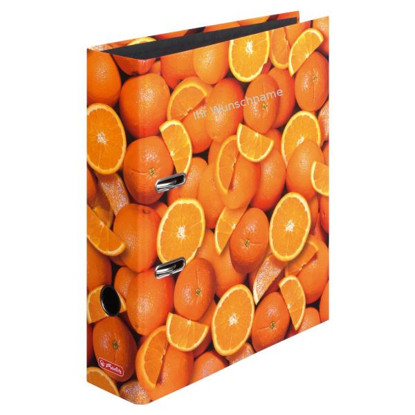 Herlitz Motivordner mit silbergefärbter Gravur / DIN A4 / 80mm breit / "Orange"