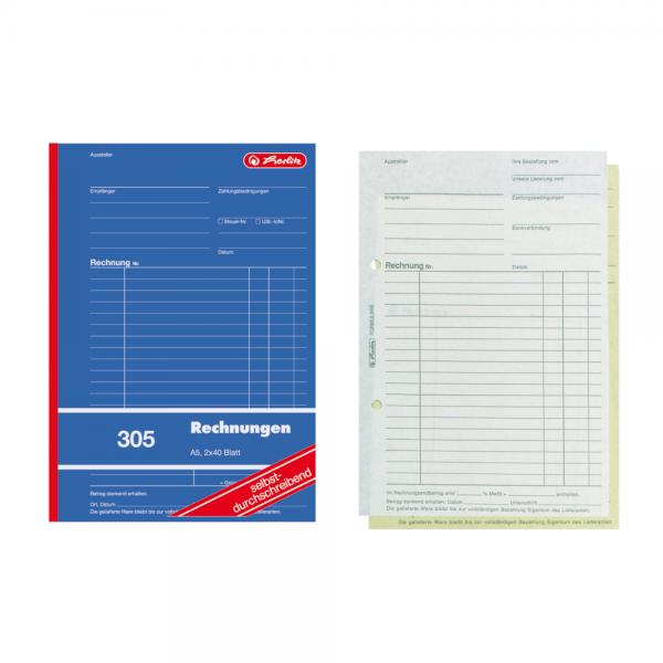 Herlitz Rechnungsbuch 305 / A5 / 2x 40 Blatt / selbstdurchschreibend